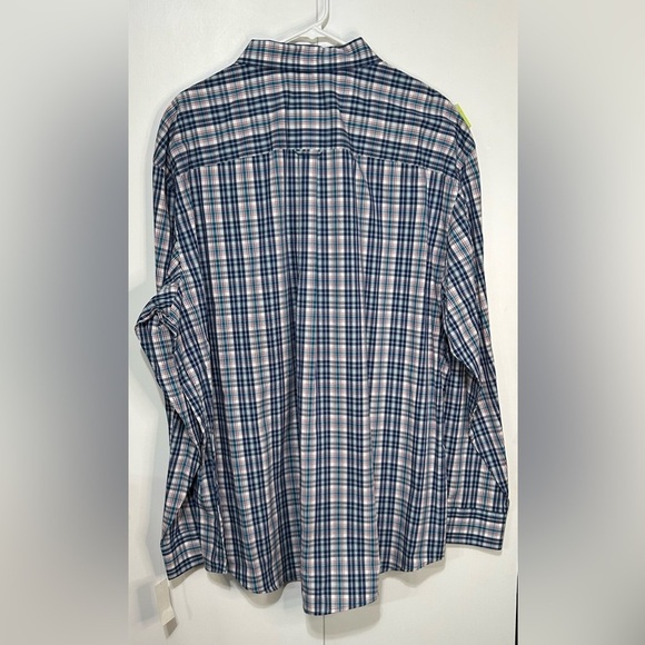Izod Men's 3XL Tall Blue and Teal Plaid Button Up Natural Stretch Shirt NWT - Picture 8 of 13